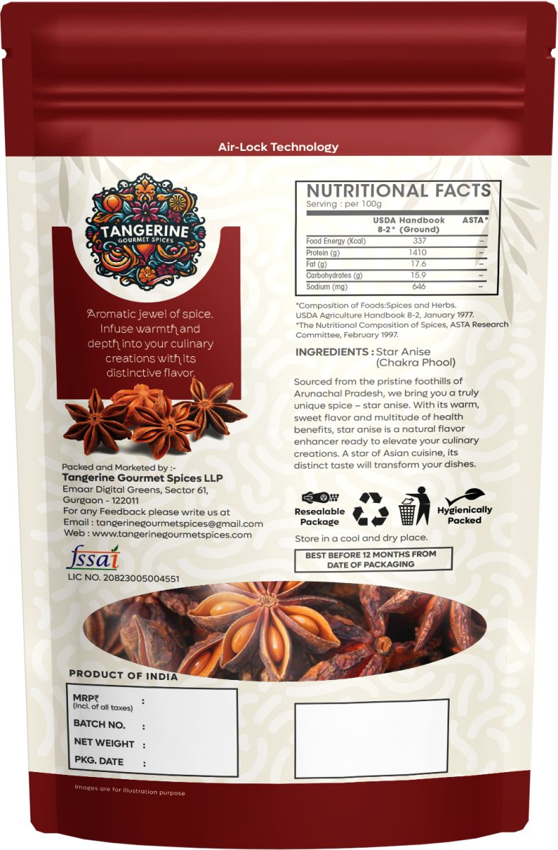Premium Star Anise (Chakra Phool) - Tangerine Gourmet Spices