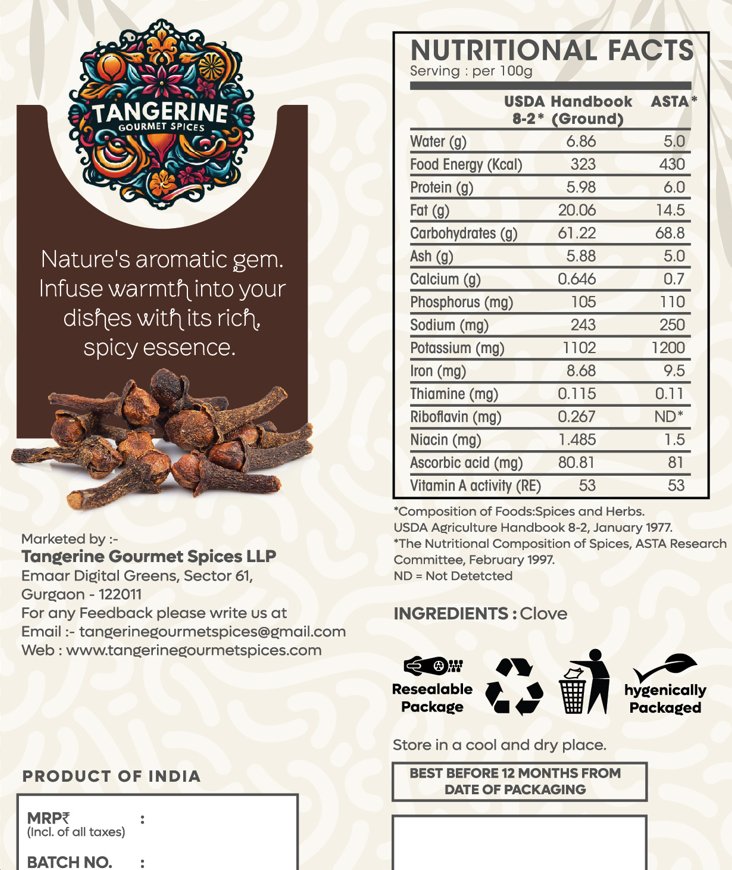 Premium Clove - Tangerine Gourmet Spices (70g) - Tangerine Gourmet Spices